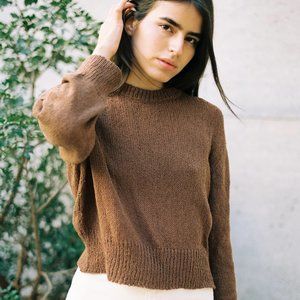 Ozma Spring Pullover, Organic Cotton Boucle in Cocoa